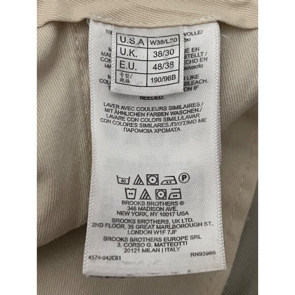Brooks Brothers Men Advantage Chino Dress Pants W38/L30 Beige 100% Cotton Beige - Picture 15 of 16